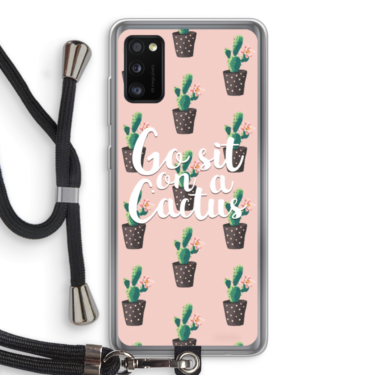 Cactus quote: Samsung Galaxy A41 Transparant Hoesje met koord