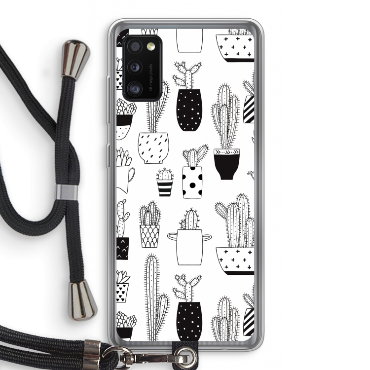 Cactusmotief: Samsung Galaxy A41 Transparant Hoesje met koord