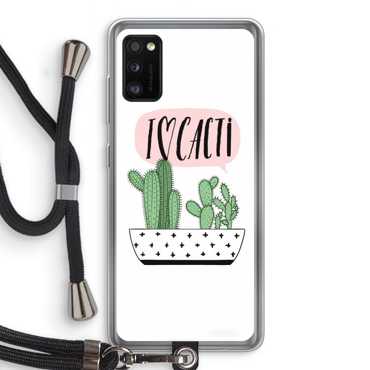 I love cacti: Samsung Galaxy A41 Transparant Hoesje met koord