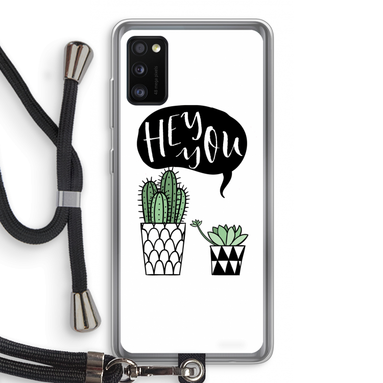 Hey you cactus: Samsung Galaxy A41 Transparant Hoesje met koord