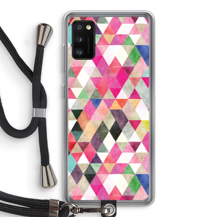 Gekleurde driehoekjes: Samsung Galaxy A41 Transparant Hoesje met koord