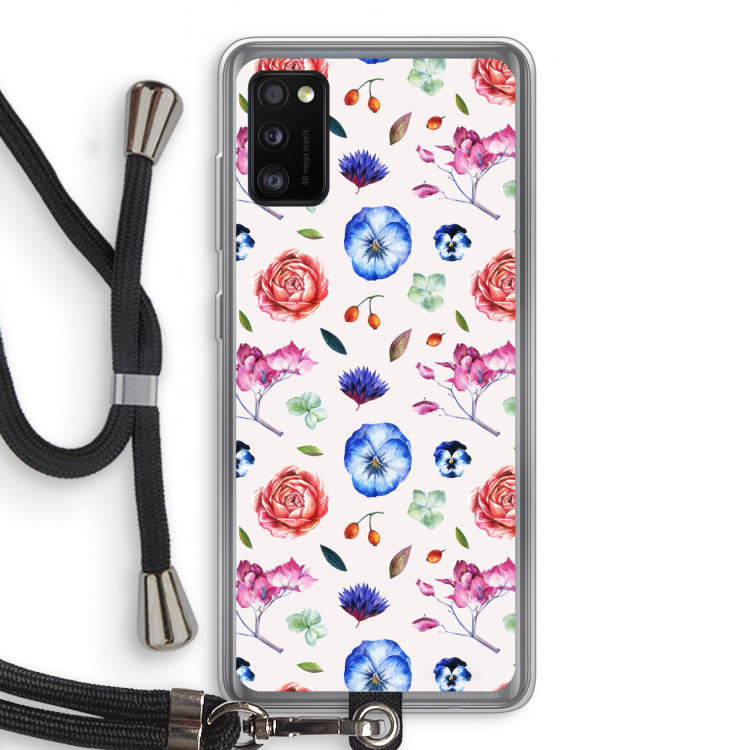 Bloemetjes: Samsung Galaxy A41 Transparant Hoesje met koord