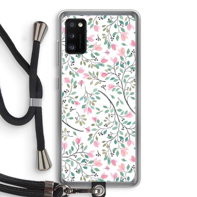 Sierlijke bloemen: Samsung Galaxy A41 Transparant Hoesje met koord
