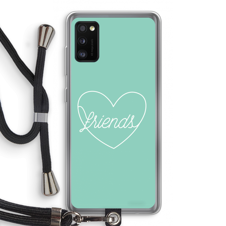 Friends heart pastel: Samsung Galaxy A41 Transparant Hoesje met koord
