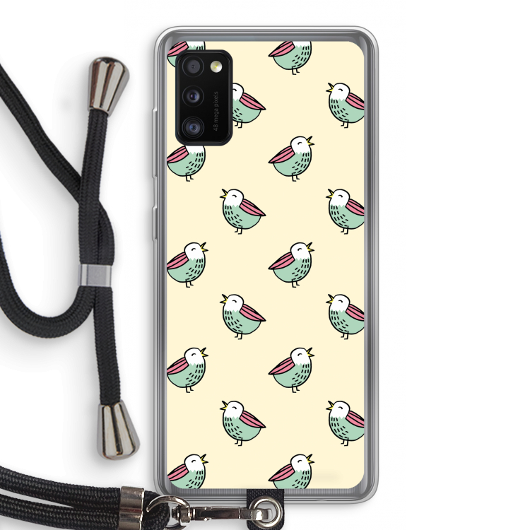 Vogeltjes: Samsung Galaxy A41 Transparant Hoesje met koord