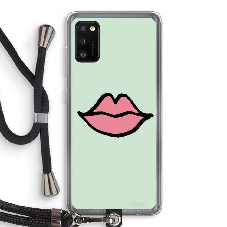 Kusje: Samsung Galaxy A41 Transparant Hoesje met koord