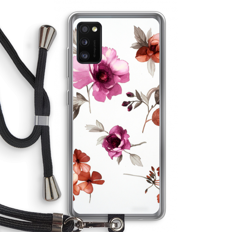 Geschilderde bloemen: Samsung Galaxy A41 Transparant Hoesje met koord