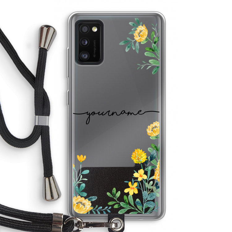 Gele bloemen: Samsung Galaxy A41 Transparant Hoesje met koord
