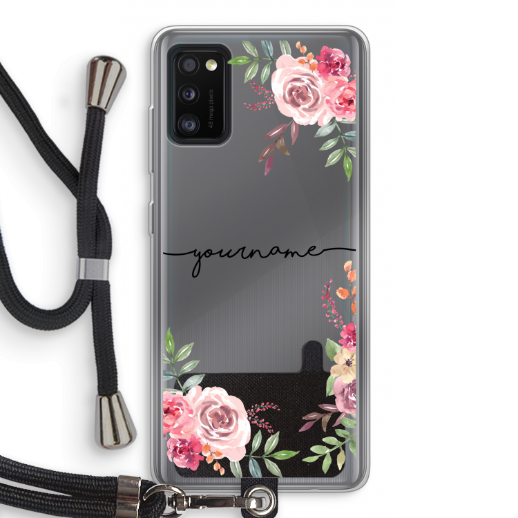 Rozen: Samsung Galaxy A41 Transparant Hoesje met koord