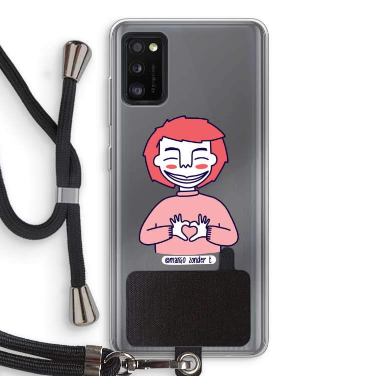 Hartje: Samsung Galaxy A41 Transparant Hoesje met koord