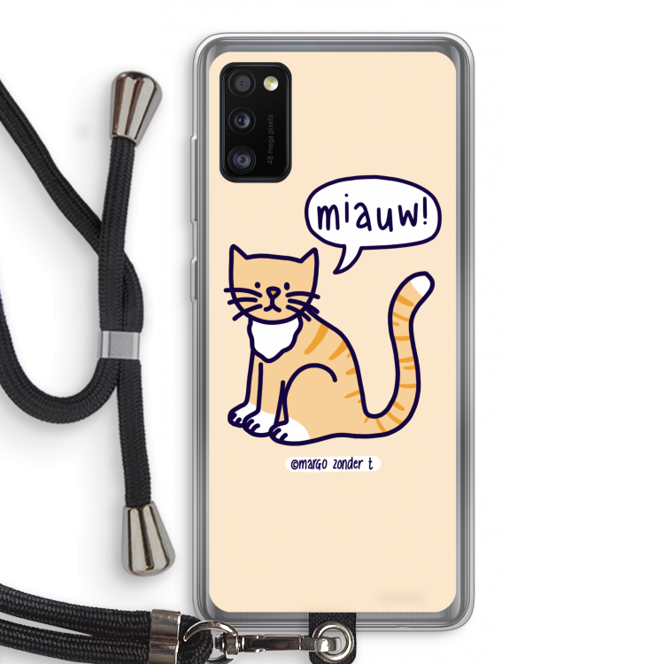 Miauw: Samsung Galaxy A41 Transparant Hoesje met koord