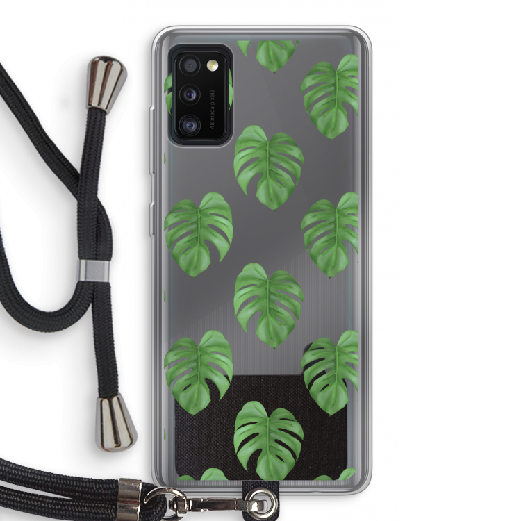 Monstera leaves: Samsung Galaxy A41 Transparant Hoesje met koord