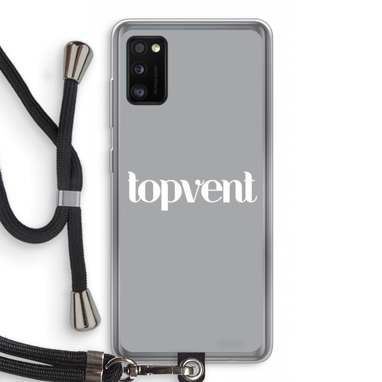 Topvent Grijs Wit: Samsung Galaxy A41 Transparant Hoesje met koord