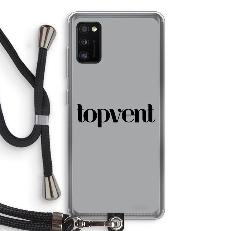 Topvent Grijs Zwart: Samsung Galaxy A41 Transparant Hoesje met koord