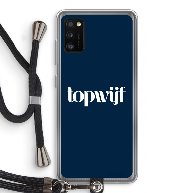 Topwijf Navy: Samsung Galaxy A41 Transparant Hoesje met koord