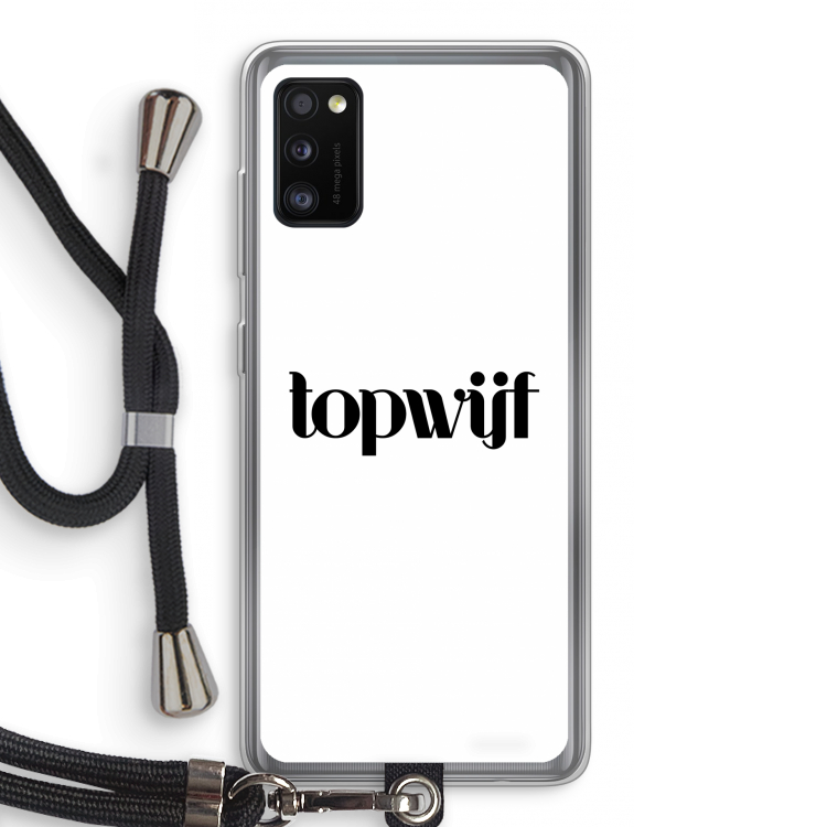 Topwijf Wit: Samsung Galaxy A41 Transparant Hoesje met koord