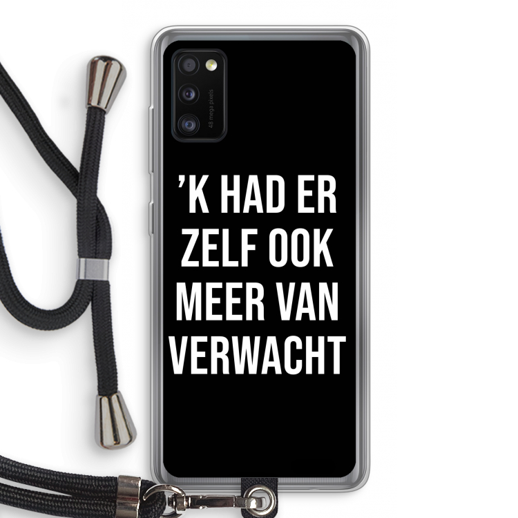 Meer verwacht - Zwart: Samsung Galaxy A41 Transparant Hoesje met koord