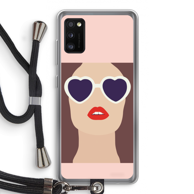 Red lips: Samsung Galaxy A41 Transparant Hoesje met koord
