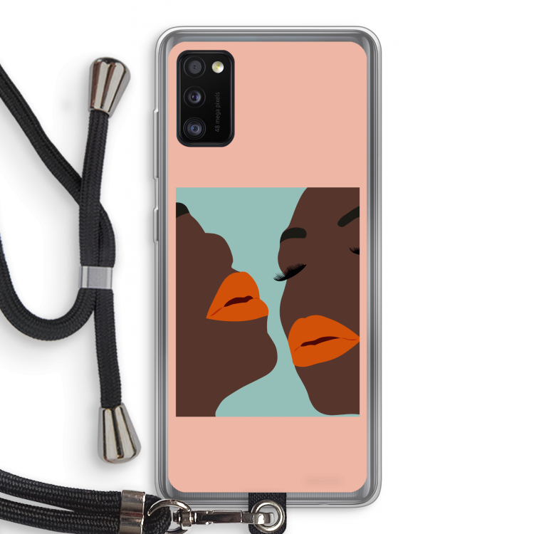 Orange lips: Samsung Galaxy A41 Transparant Hoesje met koord
