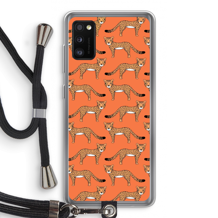 Cheetah: Samsung Galaxy A41 Transparant Hoesje met koord