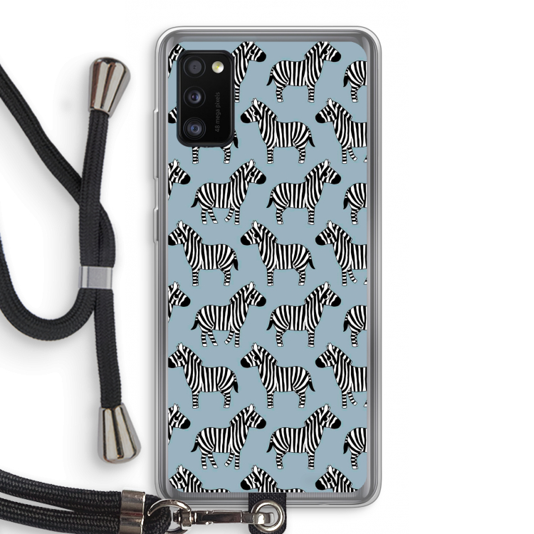 Zebra: Samsung Galaxy A41 Transparant Hoesje met koord
