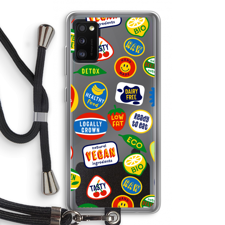Fruitsticker: Samsung Galaxy A41 Transparant Hoesje met koord