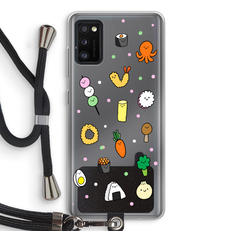 Happy bento friends: Samsung Galaxy A41 Transparant Hoesje met koord