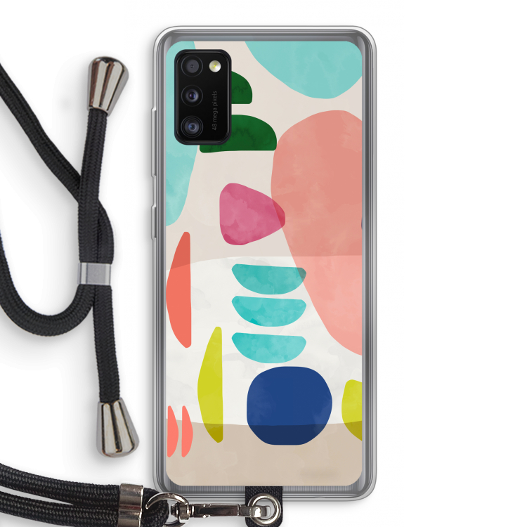 Bold Rounded Shapes: Samsung Galaxy A41 Transparant Hoesje met koord