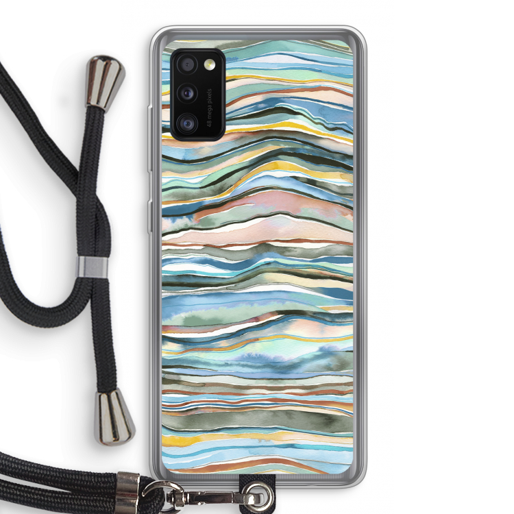Watercolor Agate: Samsung Galaxy A41 Transparant Hoesje met koord