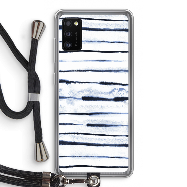 Ink Stripes: Samsung Galaxy A41 Transparant Hoesje met koord