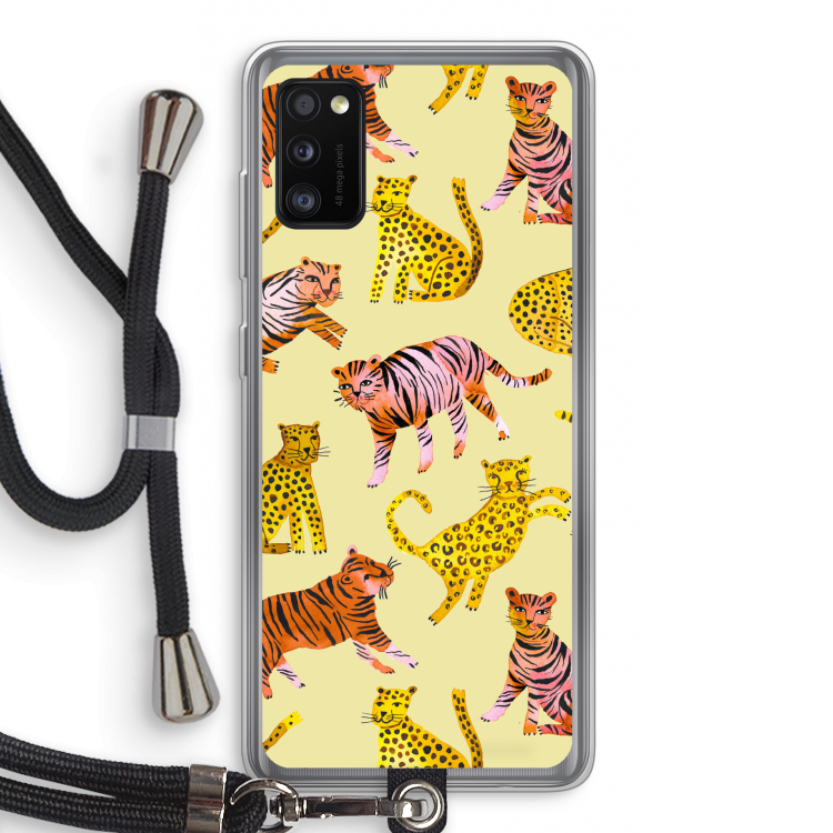 Cute Tigers and Leopards: Samsung Galaxy A41 Transparant Hoesje met koord