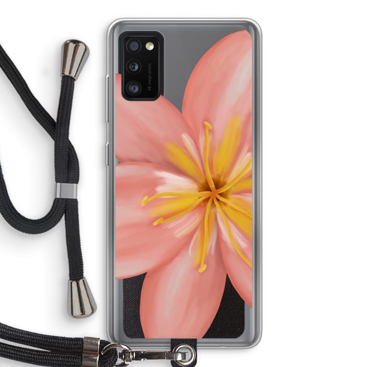 Pink Ellila Flower: Samsung Galaxy A41 Transparant Hoesje met koord