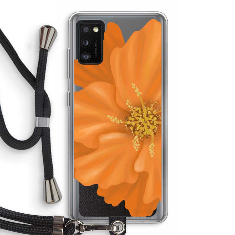Orange Ellila flower: Samsung Galaxy A41 Transparant Hoesje met koord