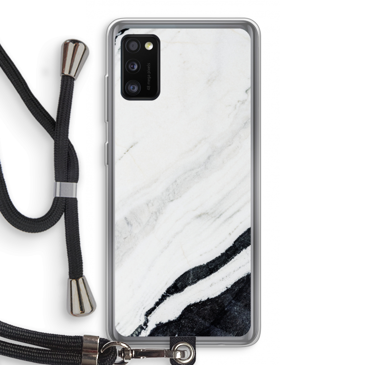 Elegante marmer: Samsung Galaxy A41 Transparant Hoesje met koord