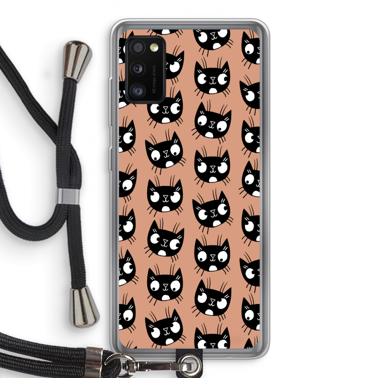 Kat: Samsung Galaxy A41 Transparant Hoesje met koord