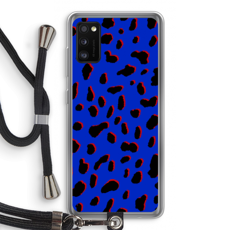 Blue Leopard: Samsung Galaxy A41 Transparant Hoesje met koord