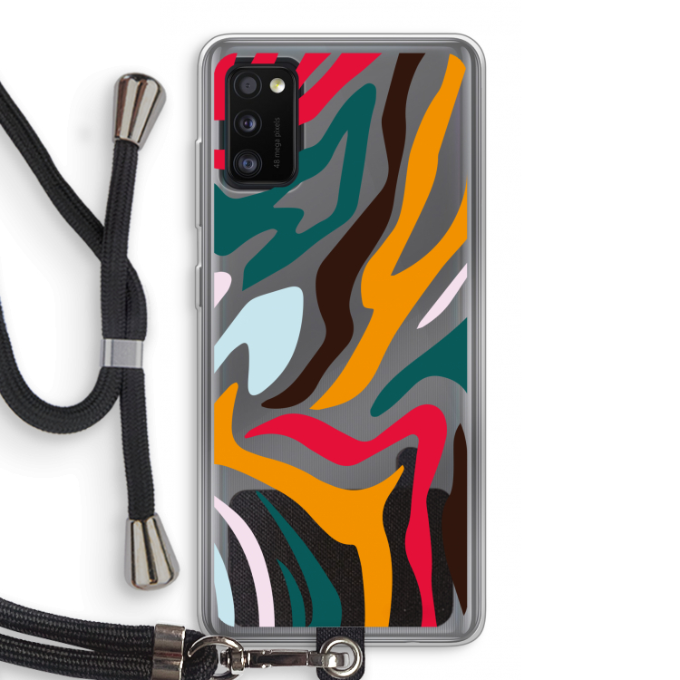 Colored Zebra: Samsung Galaxy A41 Transparant Hoesje met koord