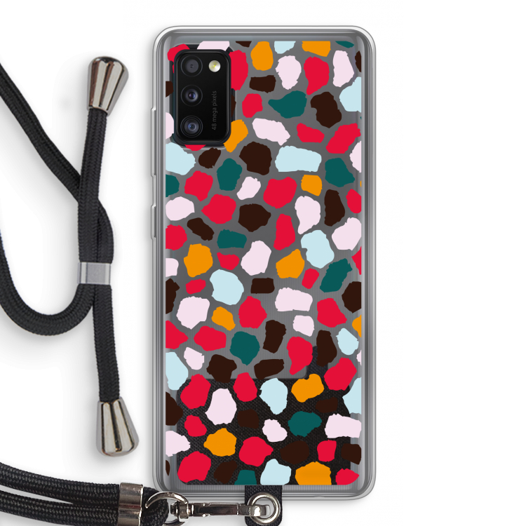 Colored Giraffe: Samsung Galaxy A41 Transparant Hoesje met koord