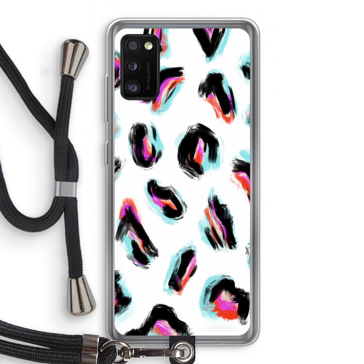 Cheetah color: Samsung Galaxy A41 Transparant Hoesje met koord