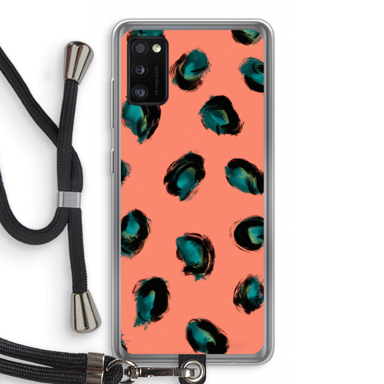 Pink Cheetah: Samsung Galaxy A41 Transparant Hoesje met koord