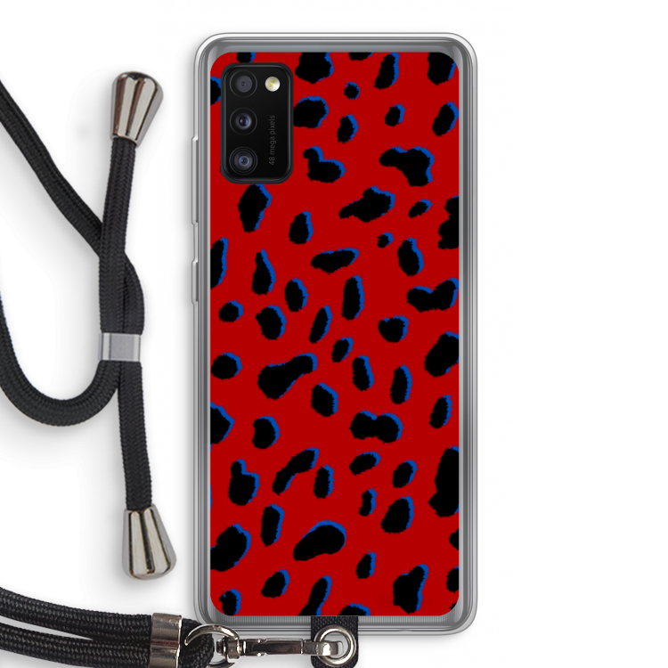Red Leopard: Samsung Galaxy A41 Transparant Hoesje met koord