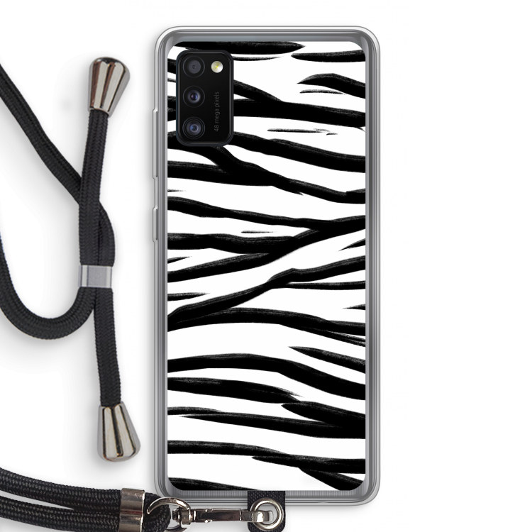 Zebra pattern: Samsung Galaxy A41 Transparant Hoesje met koord