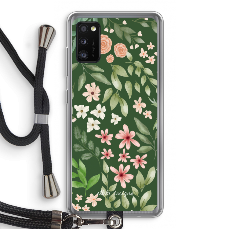 Botanical green sweet flower heaven: Samsung Galaxy A41 Transparant Hoesje met koord
