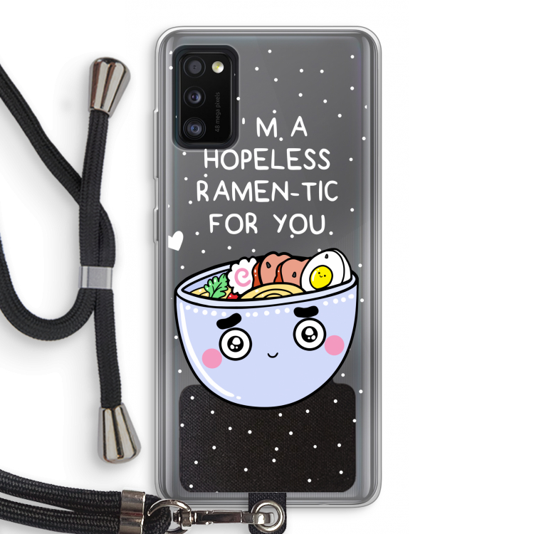 I'm A Hopeless Ramen-Tic For You: Samsung Galaxy A41 Transparant Hoesje met koord