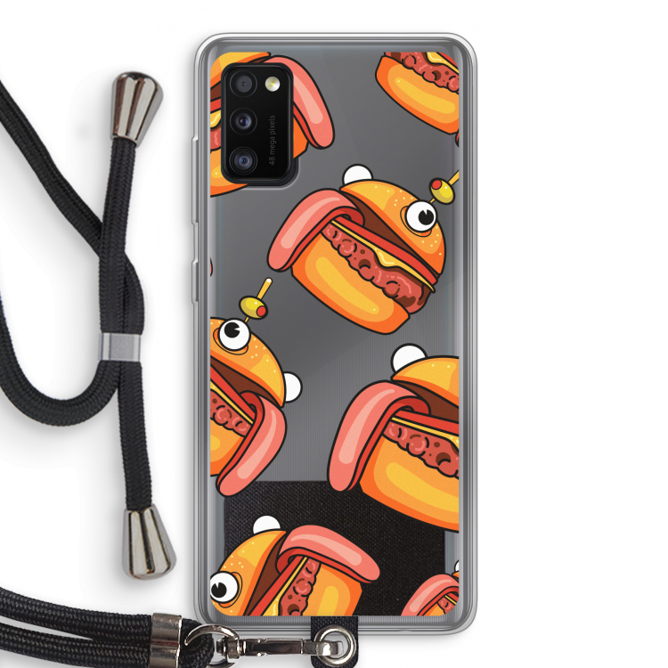 Hamburger: Samsung Galaxy A41 Transparant Hoesje met koord