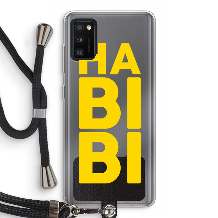 Habibi Blue: Samsung Galaxy A41 Transparant Hoesje met koord