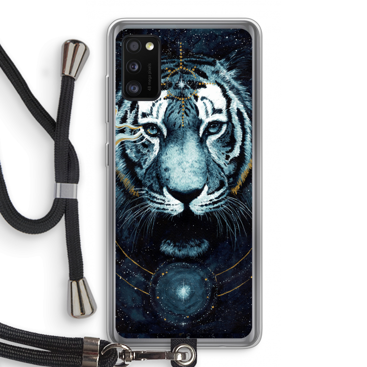 Darkness Tiger: Samsung Galaxy A41 Transparant Hoesje met koord