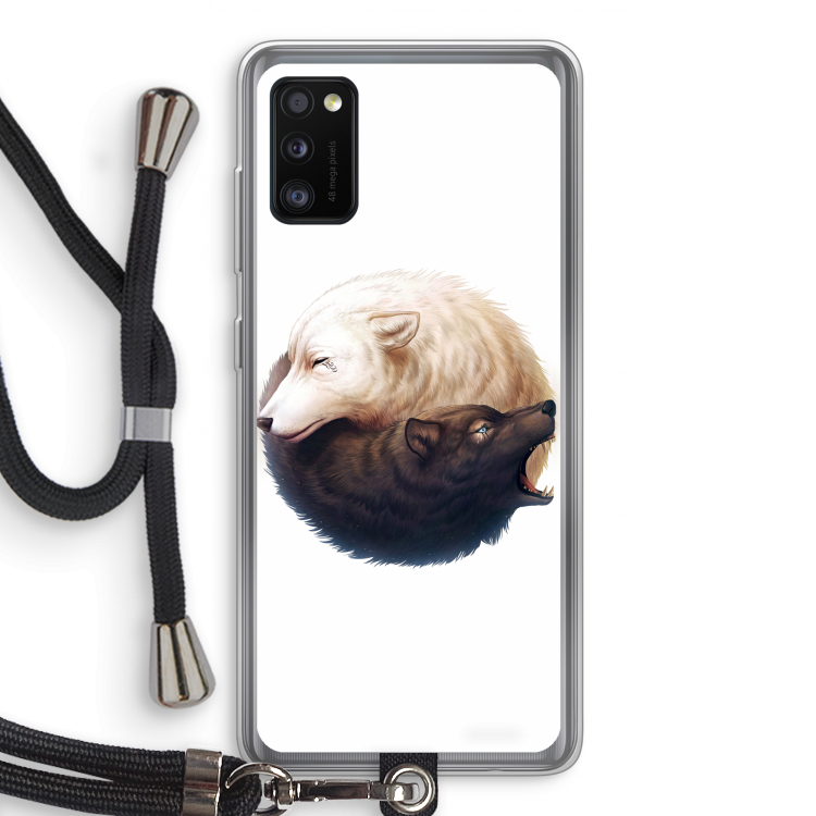 Yin Yang Wolves: Samsung Galaxy A41 Transparant Hoesje met koord