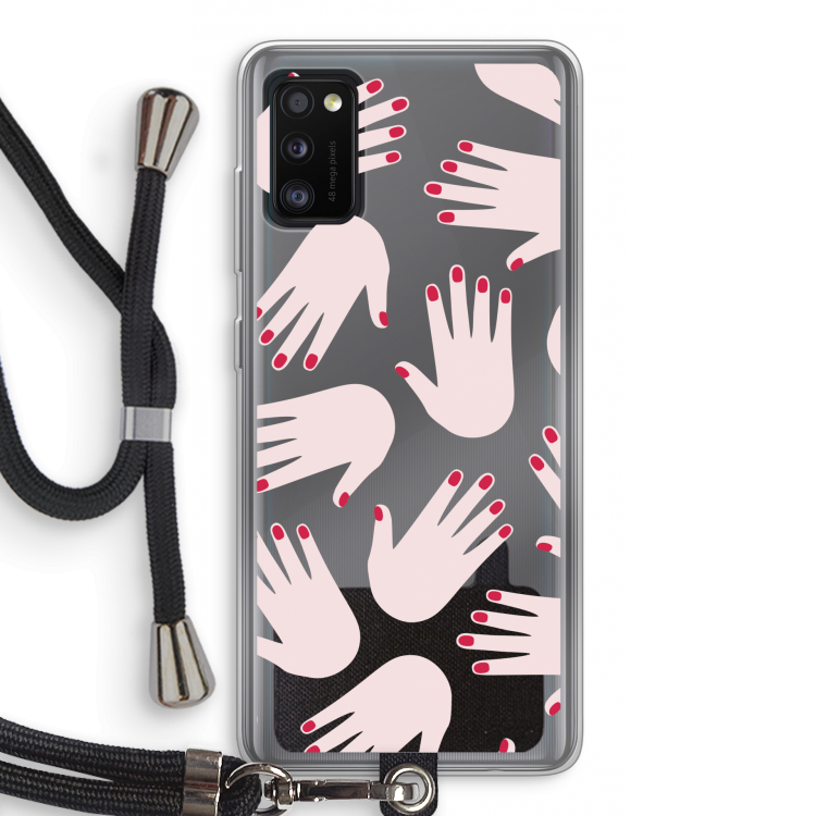 Hands pink: Samsung Galaxy A41 Transparant Hoesje met koord