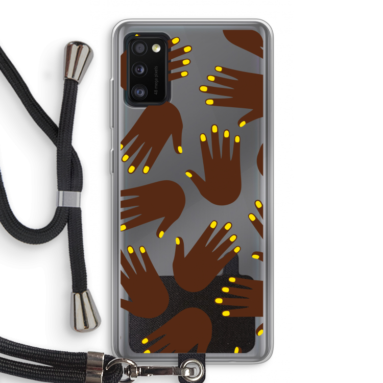 Hands dark: Samsung Galaxy A41 Transparant Hoesje met koord